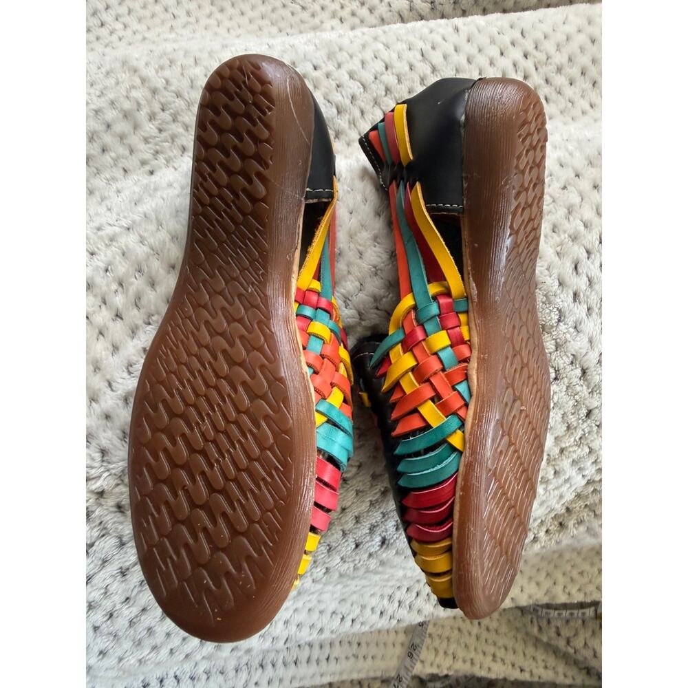 Women's Authentic Mexican Huarache Flats Leather Rainbow Slip On; Size 5 - Picture 5 of 6